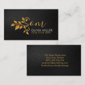 Elegant Golden Leaf-wervelmonogram Visitekaartje (Voorkant / Achterkant)