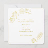 Elegant Golden Leaves & Berries Christmas square Kaart (Achterkant)