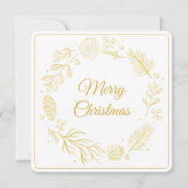 Elegant Golden Leaves & Berries Christmas square Kaart