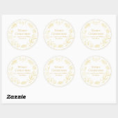 Elegant Golden Leaves & Berries Merry Christmas Ronde Sticker (Vel)