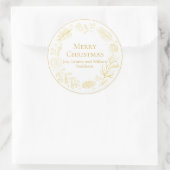 Elegant Golden Leaves & Berries Merry Christmas Ronde Sticker (Tas)