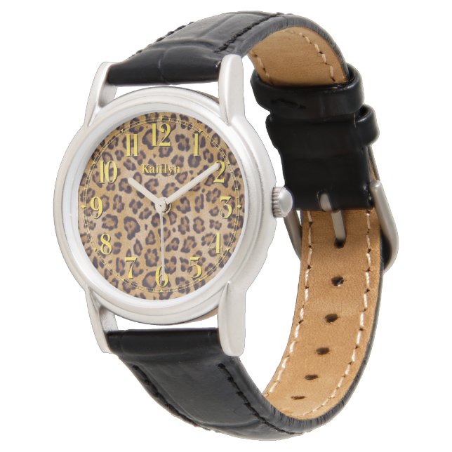 Elegant Golden Leopard Print Wrist Watch Horloge (Gekanteld)