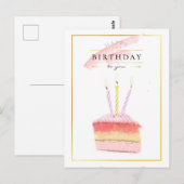 Elegant Golden Lijst Birthday Cake Slice Briefkaart (Voorkant / Achterkant)