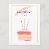 Elegant Golden Lijst Birthday Cake Slice Briefkaart (Voorkant)
