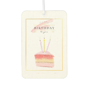 Elegant Golden Lijst Birthday Cake Slice Luchtverfrisser