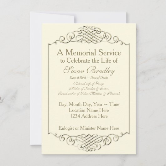 Elegant Golden Lijst met 2 Memorial Service Kaart (Voorkant)