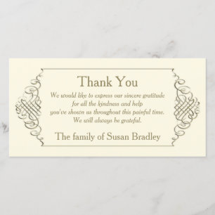 Elegant Golden Lijst Sympathie Bedankkaart