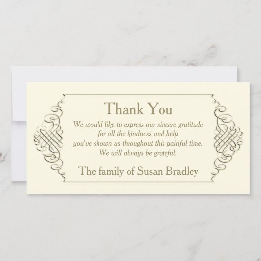 Elegant Golden Lijst Sympathie Bedankkaart (Voorkant)