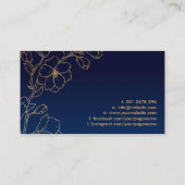 Elegant Golden Magnolia Blossom Monogram Visitekaartje (Achterkant)