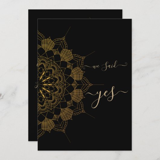 Elegant Golden Mandala Black Kaart (Voorkant / Achterkant)