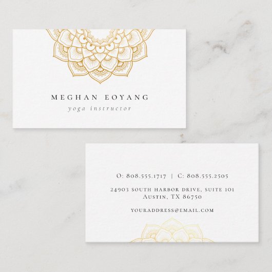 Elegant Golden Mandala Logo Visitekaartje (Voorkant / Achterkant)