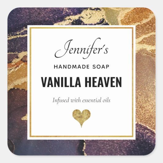 Elegant Golden Marble Artistic Product Vierkante Sticker (Voorkant)