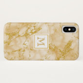 Elegant Golden Marble Monogram Faux Gold Glitter Case-Mate iPhone Case (Achterkant (horizontaal))