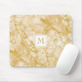 Elegant Golden Marble Monogram Faux Gold Glitter Muismat (Met muis)