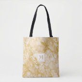 Elegant Golden Marble Monogram Faux Gold Glitter Tote Bag (Voorkant)