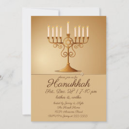 Elegant Golden Menorah Chanoeka Party Kaart