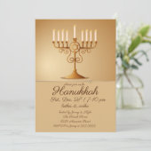 Elegant Golden Menorah Chanoeka Party Kaart (Staand voorkant)