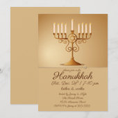 Elegant Golden Menorah Chanoeka Party Kaart (Voorkant / Achterkant)