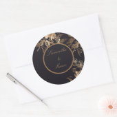 Elegant Golden Metallic Rozen Floral Wedding Class Ronde Sticker (Envelop)