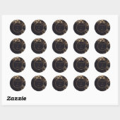 Elegant Golden Metallic Rozen Floral Wedding Ronde Sticker (Vel)