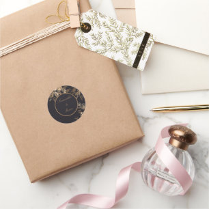 Elegant Golden Metallic Rozen Floral Wedding Ronde Sticker