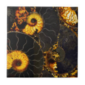 Elegant Golden Nautilus abstract zwart goud Tegeltje (Voorkant)