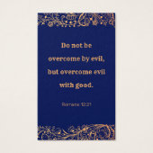 Elegant Golden Navy Blue Pattern Bijbel Bladwijzer Visitekaartje (Voorkant)