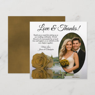 Elegant Golden Ochre Roos Oval Photo Weddenschap Bedankkaart