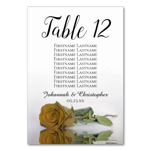 Elegant Golden Ochre Roos Seating Chart Wedding Kaart (Voorkant)