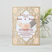 Elegant Golden Ornate Moroccan Indian Wedding Invi Kaart (Staand voorkant)