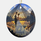 Elegant Golden Our First Kerstman Mr Mrs Photo Keramisch Ornament (Links)