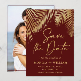 Elegant Golden Palm Branch Wedding Foto Save The Date