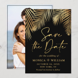Elegant Golden Palm Branch Wedding Foto Save The Date