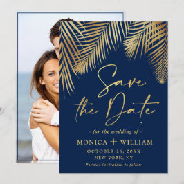 Elegant Golden Palm Branch Wedding Foto Save The Date