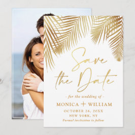 Elegant Golden Palm Branch Wedding Foto Save The Date