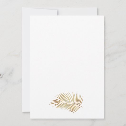 Elegant Golden Palm Branch Wedding Save The Date (Achterkant)