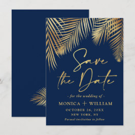 Elegant Golden Palm Branch Wedding Save The Date