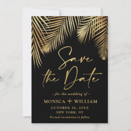 Elegant Golden Palm Branch Wedding Save The Date