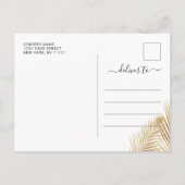 Elegant Golden Palm Branch Wedding Save the Date Aankondigingskaart (Achterkant)