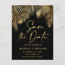 Elegant Golden Palm Branch Wedding Save the Date