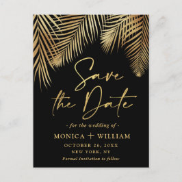 Elegant Golden Palm Branch Wedding Save the Date Briefkaart
