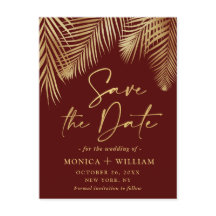 Elegant Golden Palm Branch Wedding Save the Date