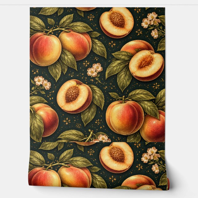 Elegant Golden Peach Botanical Wallpaper Behang (Afrollen)