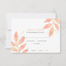 Elegant Golden Peach Waterverf Floral Wedding