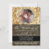 Elegant Golden Photo Calligraphy Wedding Invitatio Kaart (Voorkant)