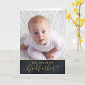 Elegant Golden Photo Godfather-verzoek Kaart (Gele Bloem)