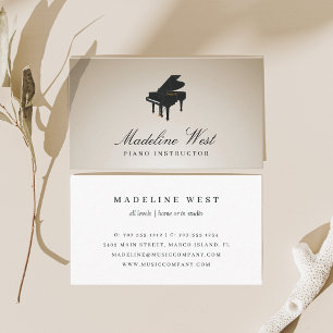 Elegant Golden Piano Instructor Music Teacher Visitekaartje
