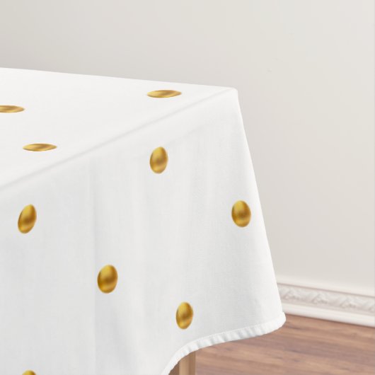Elegant Golden Polka Dots on White Tafelkleed (Voorbeeld)
