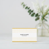 Elegant Golden Polka Dots on White Visitekaartje (Staand voorkant)