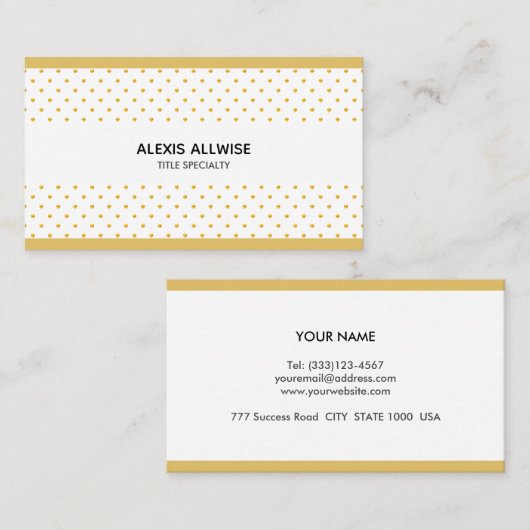 Elegant Golden Polka Dots on White Visitekaartje (Voorkant / Achterkant)